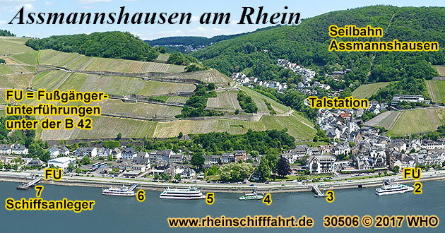 Blick von der Waldgaststtte "Schweizerhaus", ca. 15 Fuminuten oberhalb von Burg Rheinstein, auf Assmannshausen bei Rdesheim im Rheingau. Foto:  2005 WHO